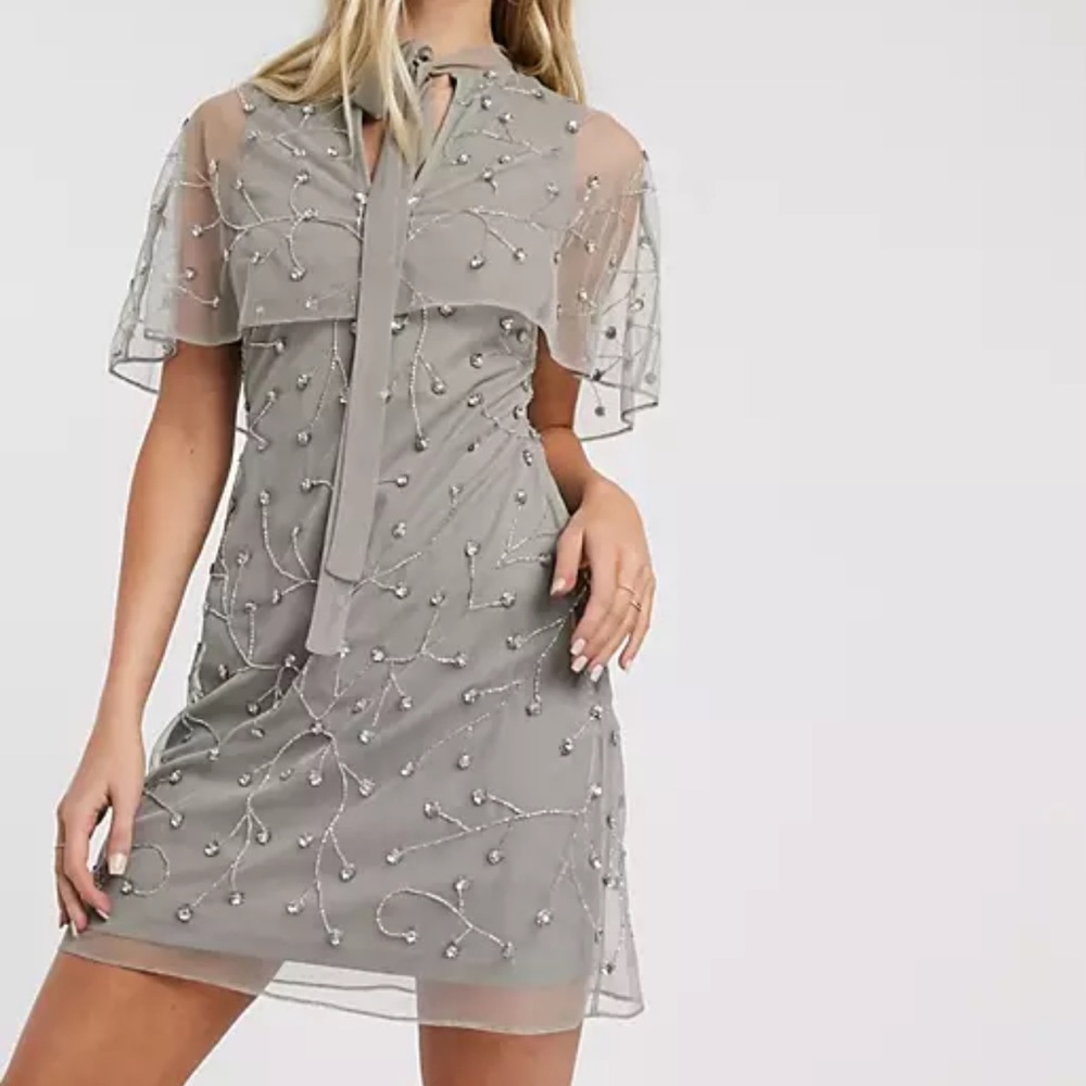 Frock and Frill hand embellished cape dress NWT size US 10